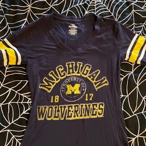 Dark blue Michigan Wolverines v-neck